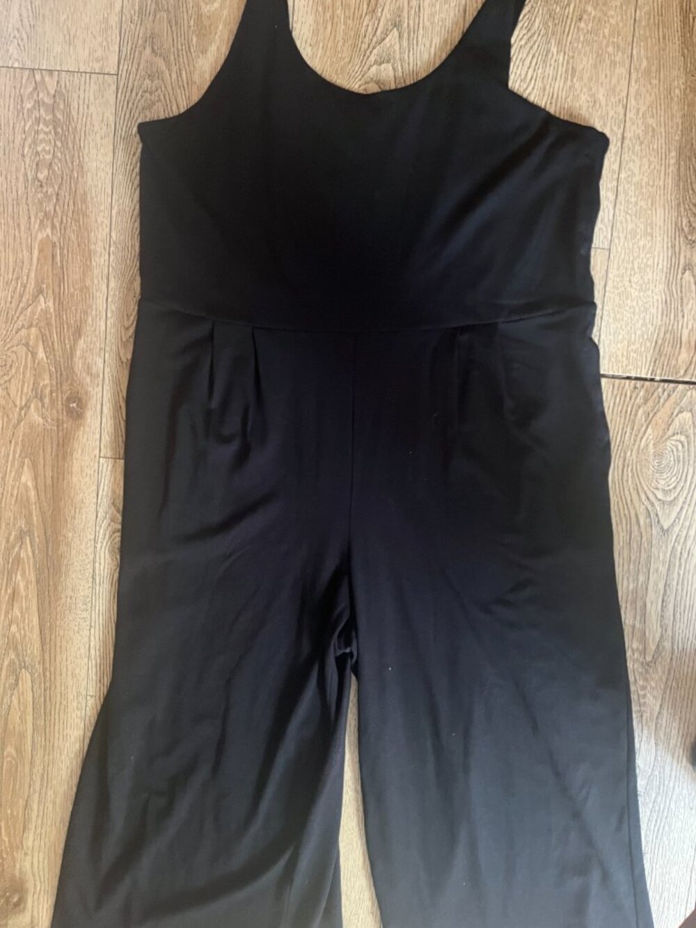 Eileen Fisher black Romper Crop wide- leg Oversized Baggy w/pockets sleeveless L - Picture 9 of 10